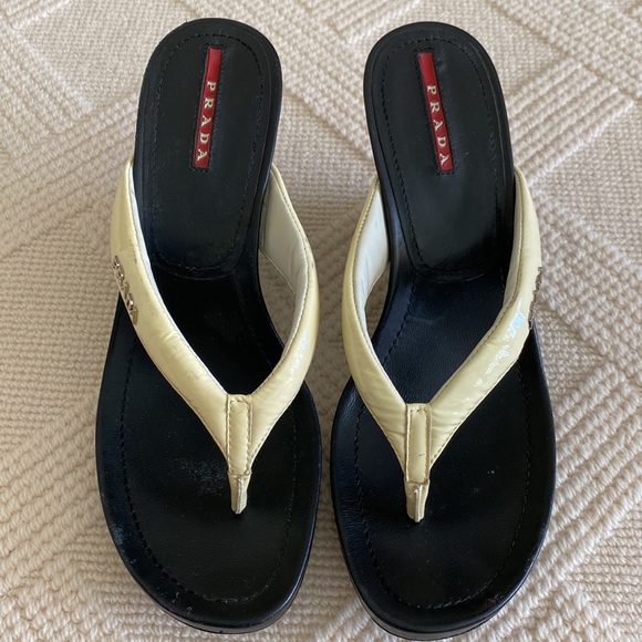Sporty, Stylish Prada Flip Flop Wedges. Size 37.5 - Picture 7 of 10